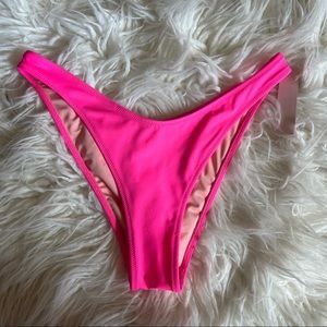 Neon Hot Pink High Cut Cheeky Bikini Bottoms